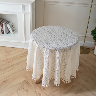 Nappe Ronde Dentelle Blanche Découpée, 1 pièces