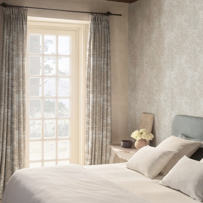 Rideau Fortune, Tissu Coton et Lin, Motif Arbre de fortune, Marron