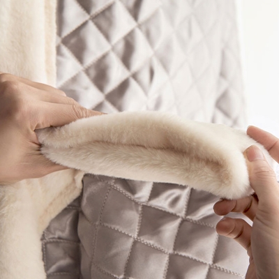Rideau Occultant Thermique，Double Rideaux, Tissu Peluche Imitation Lapin, Résistant au Froid et au Vent