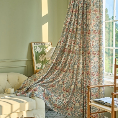 Rideaux Coton et Lin Fleurs Victoriennes