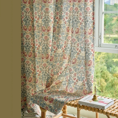 Rideaux Coton et Lin Fleurs Victoriennes