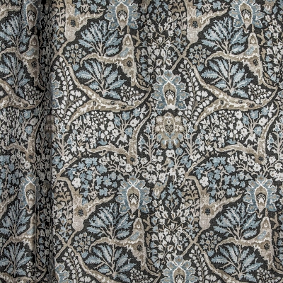 Curtain of Soft Chenille Adorned with Graceful Botanical Design