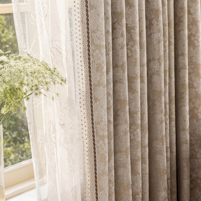 Artistic Patterned Curtain In Light Brown