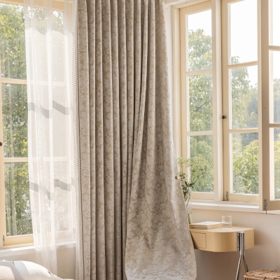 Artistic Patterned Curtain In Light Brown