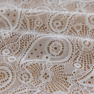 Custom-made voile curtain, lightweight lace with a delicate paisley pattern