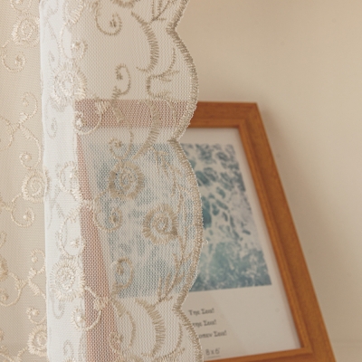 Lightweight and Sheer Embroidered Voile Curtain with Floral Patterns