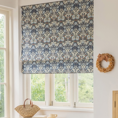 Custom Cotton Linen Roman Blinds with Morris Pattern
