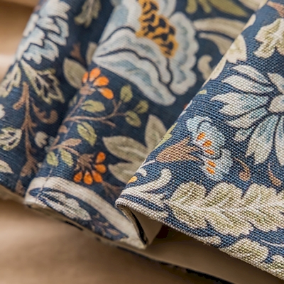 Custom Cotton Linen Roman Blinds with Morris Pattern