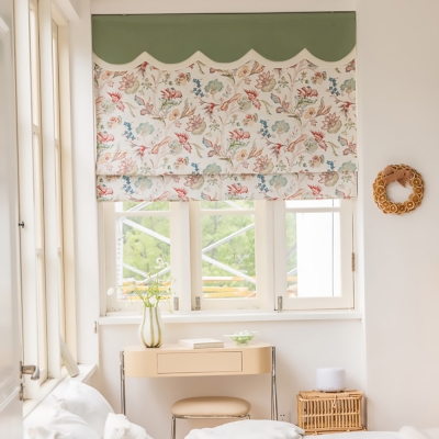 Custom-Made Printed Fabric Roman Blind with Countryside Plant Patterns in Cotton and Linen