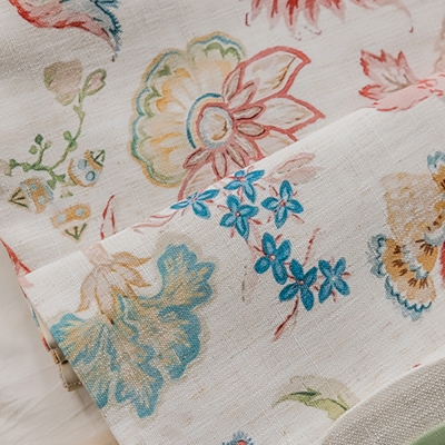 Custom-Made Printed Fabric Roman Blind with Countryside Plant Patterns in Cotton and Linen