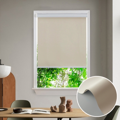Custom Insulated Waterproof Cassette Roller Shades, Khaki Tint