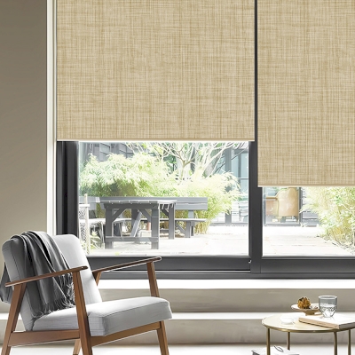 Stores Enrouleurs Avec Coffre sur Mesure - Élégance et Texture Lin Naturel，9 couleurs