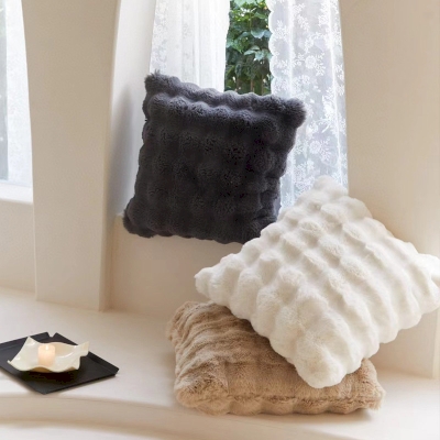 Coussin en Fausse Fourrure, Toucher Ultra Doux