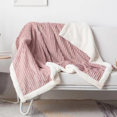 Plaid De Plusieurs Couleurs, Doublure En Fausse Laine D'agneau, Plaid Polaire
