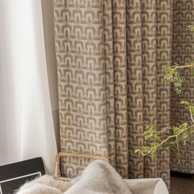 Rideaux MEMPHIS, Tissu Jacquard en Laine, Motif Géométrique Rétro