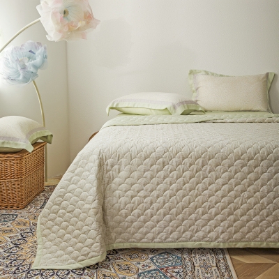 Couvre-lit Matelassé Été à Motif Écailles de Poisson, en Lyocell Jacquard, Tissu Rafraîchissant