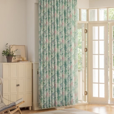 BELLEVUE Curtain, Printed Cotton and Linen Fabric, Wildflower Pattern, Light Filtering Curtains