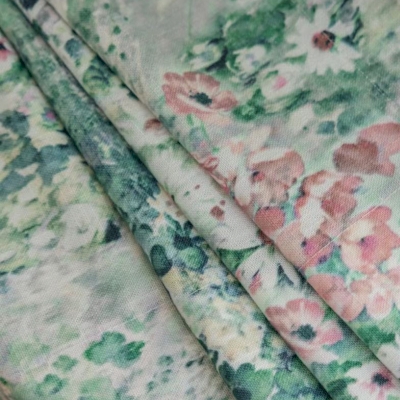 BELLEVUE Curtain, Printed Cotton and Linen Fabric, Wildflower Pattern, Light Filtering Curtains