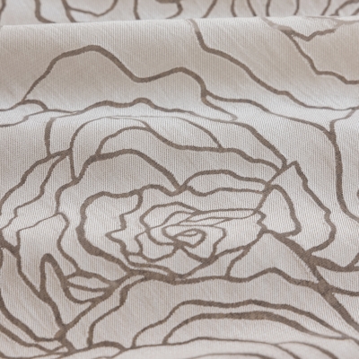 Custom Sheer Curtains ROSAIRE, White Burnt-Out Fabric, Rose Silhouette
