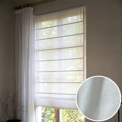 LUCENT White Linen Light-Filtering Custom Roman Shades