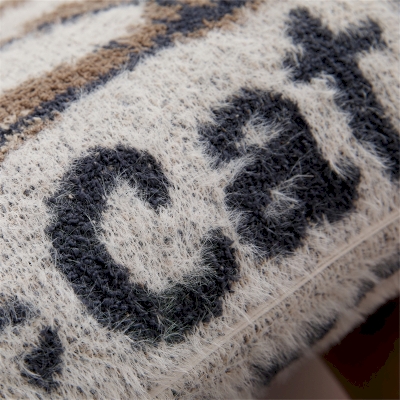 Coussin CAT, Métis Chenille Jacquard Tricoté, Motif de Chaton Tsundere