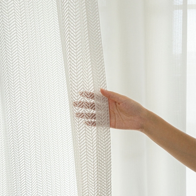 Voilage Sur Mesure, Tissu Léger Transparent à Motif Chevron Délicat