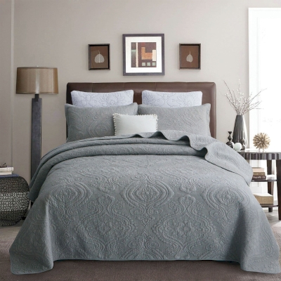 Couvre Lit Matelassé avec Motifs Classiques Européens, Coton, 3 Couleurs