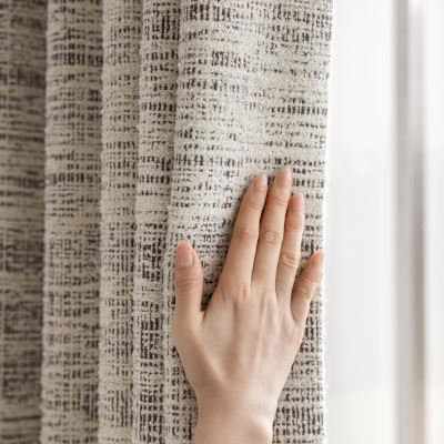 Skadi Custom-Made Curtain, Wool Blend, Mineral Flake Stripes