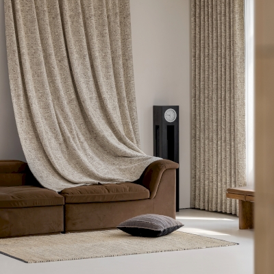 Terra Custom Curtain, Wool Fabric, Granite Effect Weave