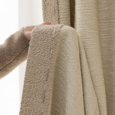 Alba Custom Curtain, Thick Woolly Fabric, Ivory Color