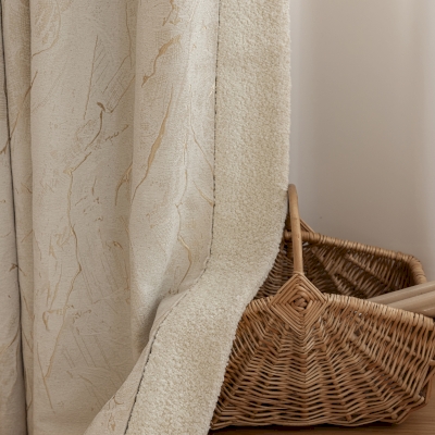 Velia Custom-Made Curtain, Cotton and Polyester, Marble Effect Embroidery