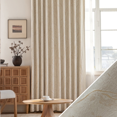 Velia Custom-Made Curtain, Cotton and Polyester, Marble Effect Embroidery