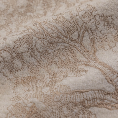 Kiato Custom-Made Thermal Curtain, Thick Wool Effect Weave, Embroidered Tree Pattern