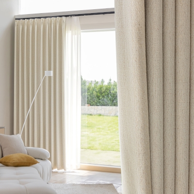 Arno Custom-Made Curtain, Textured Noble Blend Fabric, Woven Chevron Pattern