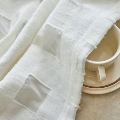 Margo Custom-Made Sheer Curtain, Lightweight Wool Gauze, Airy Checks