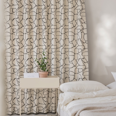 Rideau Sur Mesure KAVAN, Tissu Jacquard Signature, Motif Graphique à Lignes Abstraites