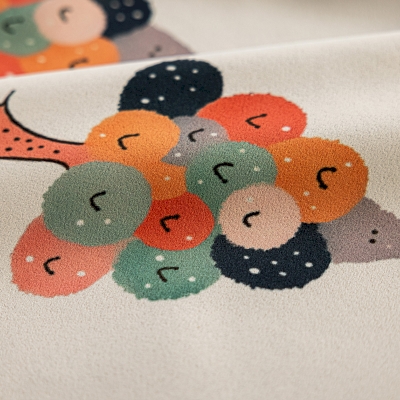 Rideau Sur Mesure SAPINET, Tissu Chenille Imprimé, Motif Sapins de Noël en Pastilles Multicolores