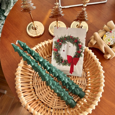 Lot de 2 Bougies de Noël SAPINET, Chandelles Parfumées en Forme de Sapin
