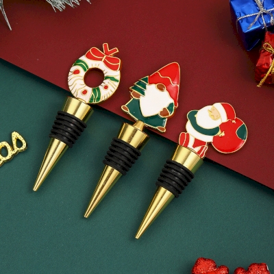 Lot de 3 Bouchons de Bouteille MERRYSET, Noël Père Noël Couronne Lutin