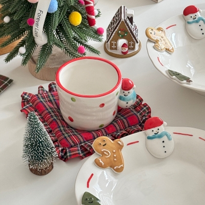 Service de Table de Noël NOËLINO, 4 Pièces en Céramique Émaillée Fait Main