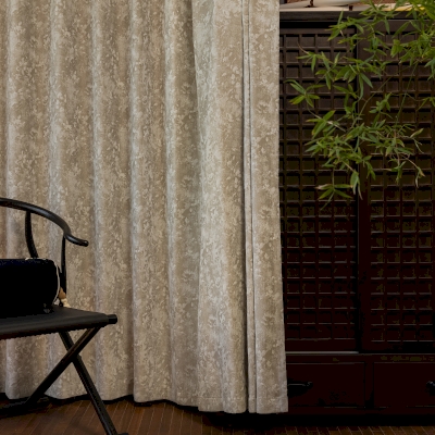 Custom-Made Downton Curtain, Jacquard Chenille Fabric, Impressionist Floral Pattern