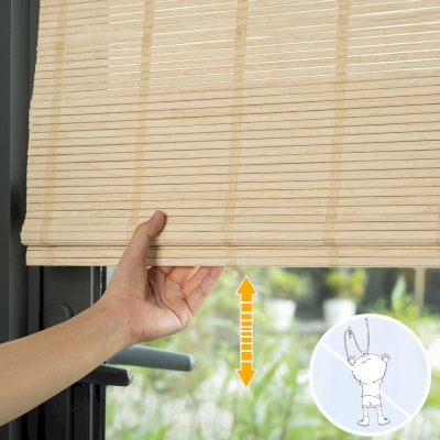 Tenda a rullo in bambù NOMA su misura, bambù naturale, senza fili e senza foratura