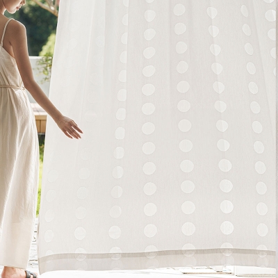 Voilage Sur Mesure LUNA, Tissu Texturé, Motif Circulaire Transparent