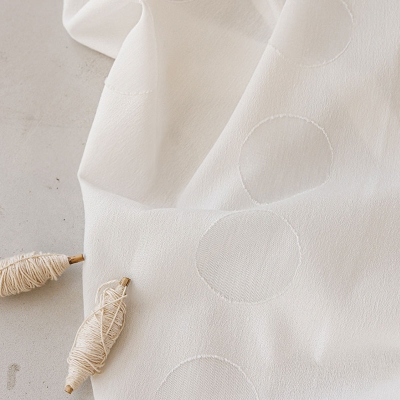 Voilage Sur Mesure LUNA, Tissu Texturé, Motif Circulaire Transparent