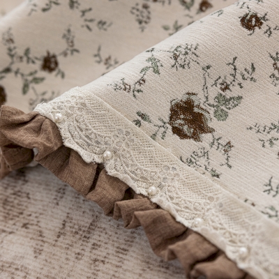 Roséline Custom Curtain, Chenille Jacquard Fabric, Small Vintage Floral Pattern