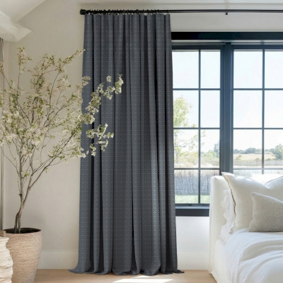 AURENCE Custom-Made Curtain, Water-Repellent Sculpted Velvet, Relief Quatrefoil Pattern