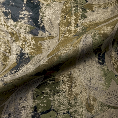 Custom Curtain AURÉLIS, Alpaca Blend Velvet Fabric with Artistic Botanical Pattern