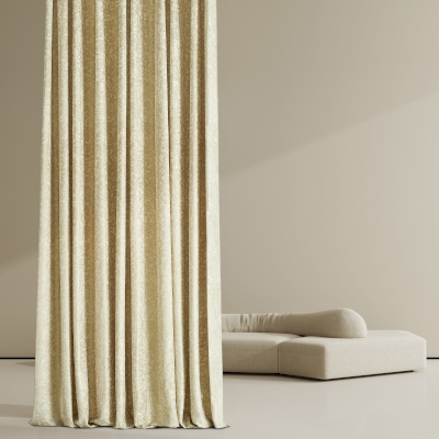 Custom Curtain KASTORIA, Velvet Jacquard Fabric with Stylized Bamboo Pattern