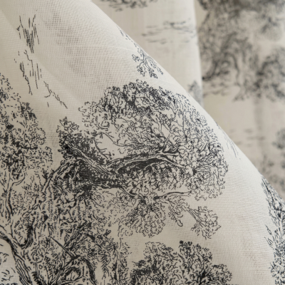 Voilage Sur Mesure CAMPERIA, Voile Imprimée, Motif Toile de Jouy Champêtre