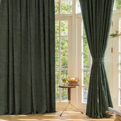 Rideau Sur Mesure SYLVORIA, Velours Jacquard à Motif Forêt Stylisée